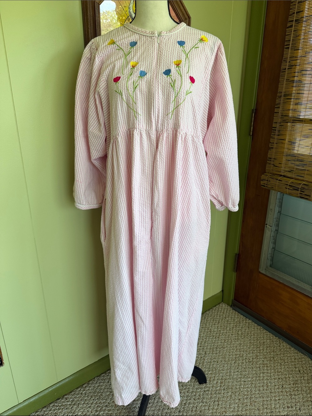 Vintage Stan Herman pink embroidered nightgown/dress